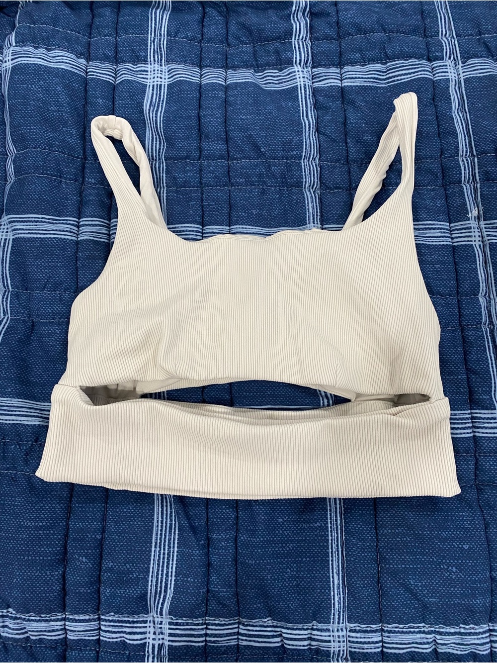 ALO Yoga Ribbed Cutout Bralette in Cream